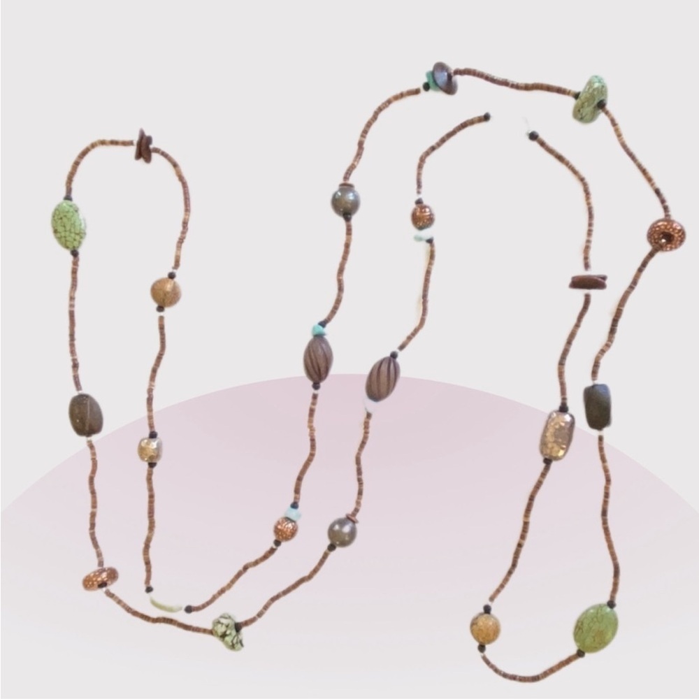 Silpada Bohemian Shell and Beaded Necklace 30”inches long N1569 - Picture 2 of 11